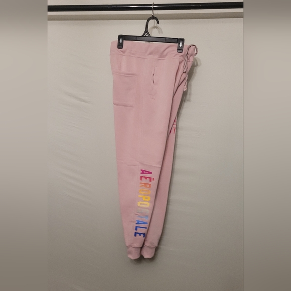 AEROPOSTALE NYC 87 Fleece Pastel Pink Sweatpants Joggers Size L - Picture 3 of 9